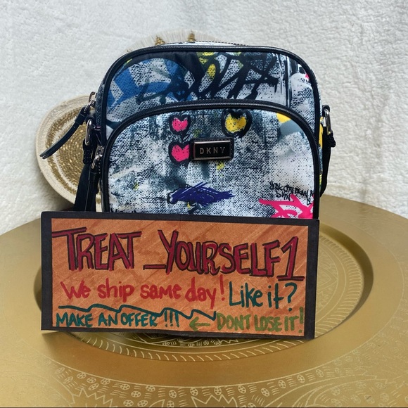Dkny Bags Dkny Gigi Flight Crossbody Graffiti Double Zip Purse